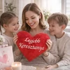 Kép 2/5 - Hímzett szív párna -Legjobb Keresztanya - Ajándék