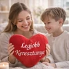 Kép 3/5 - Hímzett szív párna - Ajándék Keresztanyának