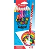 Kép 1/2 - Színes ceruza készlet, háromszögletű, radírozható, MAPED "Color`Peps Oops", 12 különböző szín