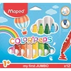 Kép 1/2 - Filctoll készlet, 1-5 mm, kimosható, vastag, MAPED "Color`Peps Jumbo", 12 különböző szín