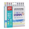 Kép 1/2 - Filctoll készlet, nyomda, APLI Kids "Markers Duo Stamps", 10 különböző szín és minta