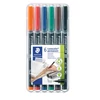 Kép 1/2 - Alkoholos marker készlet, OHP, 0,4 mm, STAEDTLER "Lumocolor® 313 S", 6 különböző szín