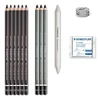 Kép 2/3 - Grafit- és szénceruza készlet, kiegészítőkkel, 12 darabos, STAEDTLER "Mars® Lumograph® 100C"