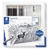 Kép 1/3 - Grafit- és szénceruza készlet, kiegészítőkkel, 12 darabos, STAEDTLER "Mars® Lumograph® 100C"