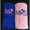 Kép 1/2 - Mr. és Mrs. páros törölköző - rózsaszín - kék - Ajándék pároknak - Szerelmes ajándékok