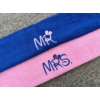 Kép 2/2 - Mr. és Mrs. páros törölköző - rózsaszín - kék - Ajándék pároknak - Szerelmes ajándékok