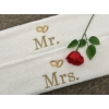 Kép 2/2 - Mr. és Mrs. páros törölköző - Fehér gyűrűs - Ajándék ötlet esküvőre - Páros ajándék
