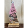 Kép 1/2 - Világító Karácsonyfa fából Rózsaszín - Xmas felirat