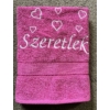Kép 1/2 - Hímzett Törölköző - Szeretlek - Pink színű  sok szív - Valentin napi ajándékötlet - Szerelmes ajándék