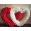 Kép 1/2 - Dupla rózsaszív piros-fehér színű - Szerelmes ajándék - Esküvős ajándék