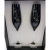 Kép 2/4 - Üveg pohár virág mintával swarovski dísszel pezsgős fekete színű - Ajándék ötlet esküvőre2