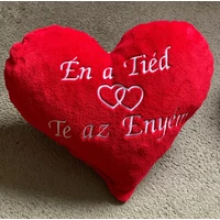Hímzett szív párna - Én a tiéd te az enyém