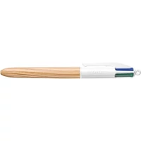 Golyóstoll, 0,32 mm, nyomógombos, négyszínű, BIC "4 Colours Wood Effect"