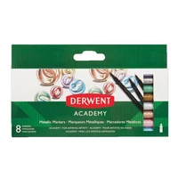 Filctoll készlet, DERWENT, "Academy", 8 különböző metál szín