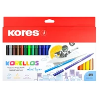 Filctoll készlet, kimosható, KORES "Korellos", 24 különböző szín