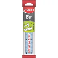 Vonalzó, műanyag, törhetetlen, 15 cm, MAPED "Study Unbreakable", vegyes színek