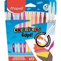 Filctoll készlet, 3,6 mm, törölhető, MAPED "Color`Peps Oops!", 10 + 2 különböző szín