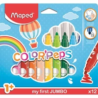Filctoll készlet, 1-5 mm, kimosható, vastag, MAPED "Color`Peps Jumbo", 12 különböző szín