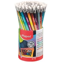 Grafitceruza radírral, ceruzatartó, HB, háromszögletű, MAPED "Black`Peps Energy", 6 különböző minta