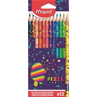Színes ceruza készlet, háromszögletű, MAPED "Pixel Party", 12 különböző szín