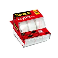 Ragasztószalag adagolón, kézi, 19 mm x 7,5 m, 3M SCOTCH "Crystal", 2 + 1 akció