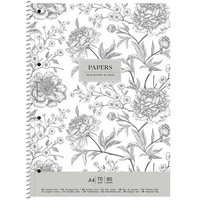 Spirálfüzet, A4 + , kockás, 80 lap, SHKOLYARYK "Vintage flowers", vegyes