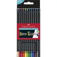 Színes ceruza készlet, háromszögletű, FABER-CASTELL "Black Edition", 12 különböző szín
