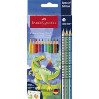 Színes ceruza készlet, háromszögletű, FABER-CASTELL "Grip Dinoszaurusz" 10 + 3 különböző szín