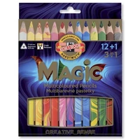 Színes varázsceruza készlet, háromszögletű, KOH-I-NOOR "Magic 3408", 12 + 1 különböző szín