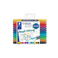 Ecsetirón készlet, 0,5-0,8 / 1,0-6,0 mm, kétvégű, STAEDTLER "3004"", 12 szín