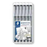 Tusfilc készlet, STAEDTLER "Pigment Liner 308", fekete, 4 + 2 darab