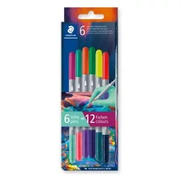 Filctoll készlet, 1 / 3 mm, kétvégű, kimosható, STAEDTLER® "3280", Multiverzum 1, 6 különböző szín
