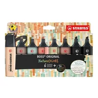 Szövegkiemelő készlet, 2-5 mm, STABILO "BOSS original NatureCOLORS", 6 különböző szín + 2 fekete