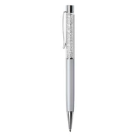 Golyóstoll, krémfehér, felül fehér SWAROVSKI® kristállyal töltve, 14 cm, ART CRYSTELLA®