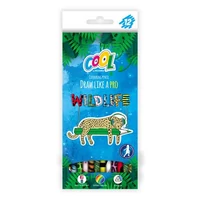 Színes ceruza készlet, háromszögletű, COOL BY VICTORIA "Wildlife", 12 különböző szín