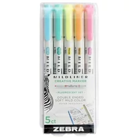 Szövegkiemelő készlet, 1,4 / 4,0 mm, kétvégű, ZEBRA "Mildliner Fluorescent", 5 szín