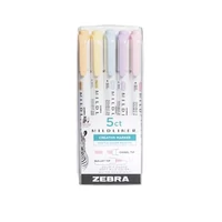 Szövegkiemelő készlet, 1,4 / 4 mm, kétvégű, ZEBRA "Mildliner Highlighter Gentle", 5 különböző szín