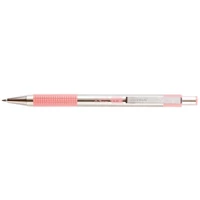Golyóstoll, 0,24 mm, nyomógombos, rozsdamentes acél, pasztell rózsaszín tolltest, ZEBRA "F-301", kék