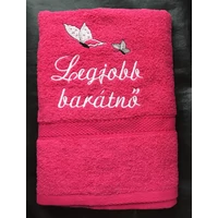 Törölköző - Legjobb barátnő pink pillangó - Ajándék barátnőnek