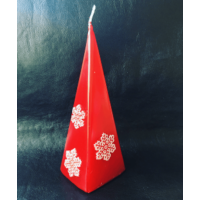 Gyertya-Piros piramis hópehellyel - Ajándék ötlet karácsonyra