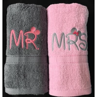 Mr. és Mrs. páros törölköző - Rózsaszín