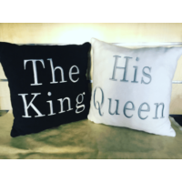 The King - His Queen páros párna ezüst - Páros ajándék - Szerelmes ajándék