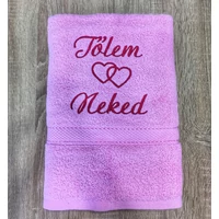 Törölköző- Tőlem Neked rózsaszín duplaszív
