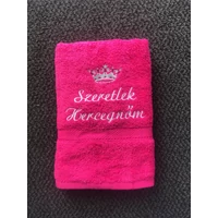 Hímzett törölköző - Szeretlek hercegnőm pink