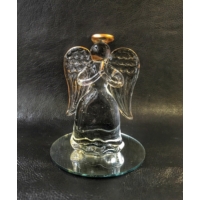 Üveg angyal figura, nagy- arany szegéllyel