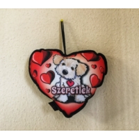 Kicsi szív párna-Világos kutyus - Szerelmes ajándék - Valentin napi ajándék