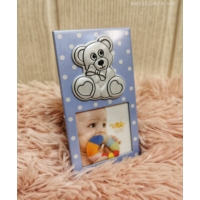 Képkeret - Macis kék - Ajándék babáknak - Ajándék ötlet babalátogatóba