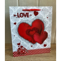 Ajándéktasak 26 cm x 31 cm - Love dupla szív - Szerelmes ajándékok