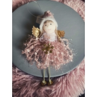 Dísz angyal - Rózsaszín hópehellyel - Ajándék ötlet karácsonyra