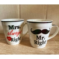 Mr és Mrs páros bögre - Right, always Right - Ajándék ötlet pároknak - Esküvői ajándék
